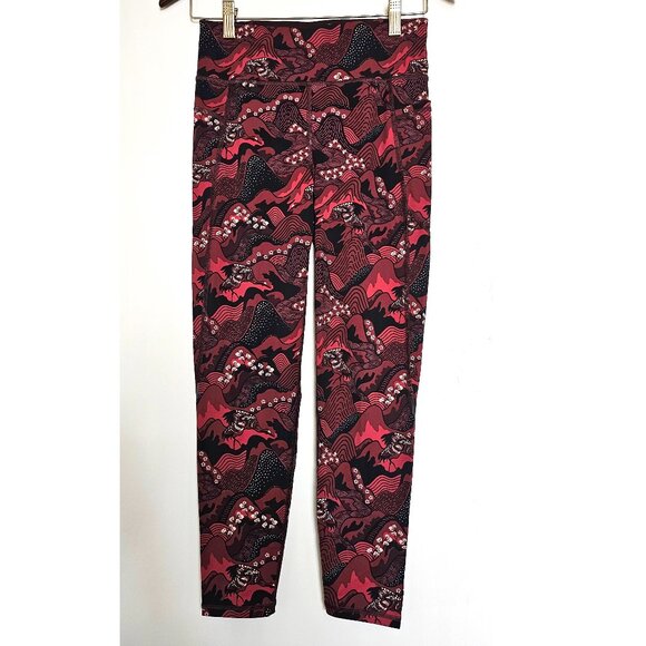 Sweaty Betty Zero Gravity High-Waisted 7/8 Leggings Red Japanese Landscape Print - Picture 1 of 9